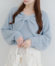 【RMAF】【2枚SET】キャミ+リボンフェザーニット