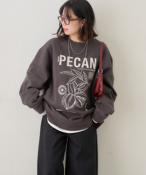 【NUNIFE】図案刺繍裏起毛スウェット