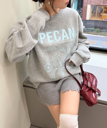 【NUNIFE】図案刺繍裏起毛スウェット