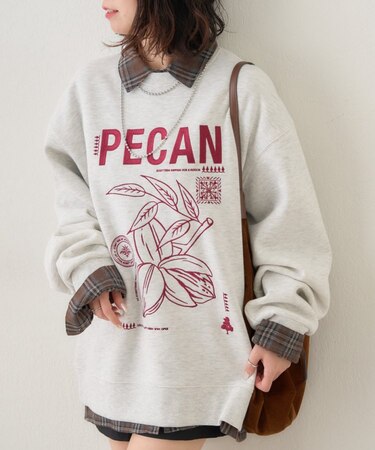 【NUNIFE】図案刺繍裏起毛スウェット