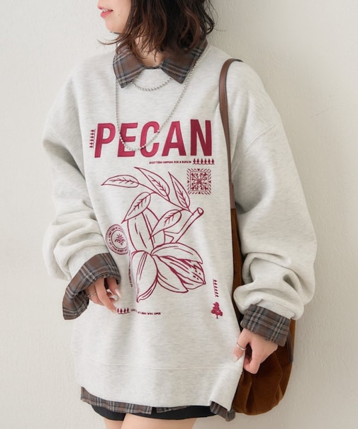 【NUNIFE】図案刺繍裏起毛スウェット