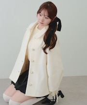 ミドル丈ペプラムコート