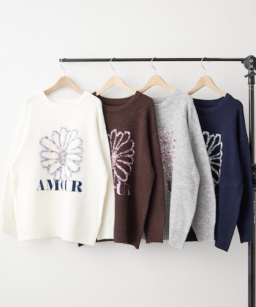 お花ジャガードニット