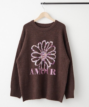 お花ジャガードニット