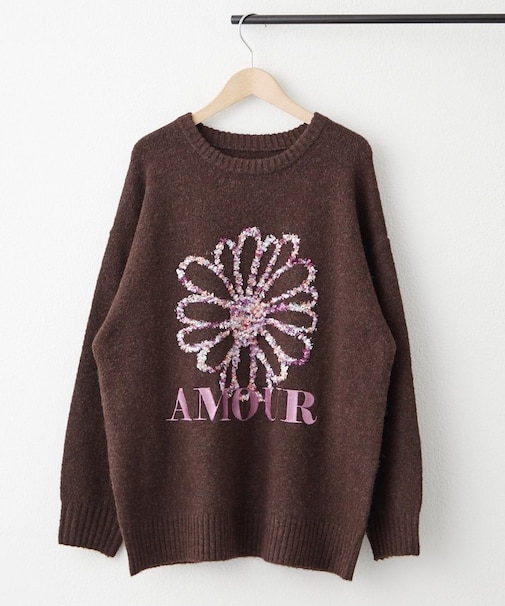 お花ジャガードニット