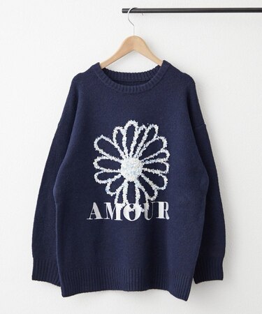 お花ジャガードニット