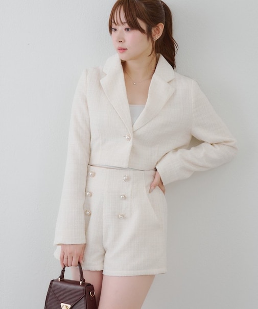 【セットアップ対応】ツイードショートジャケット