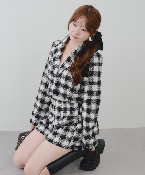 【セットアップ対応】ツイードショートジャケット