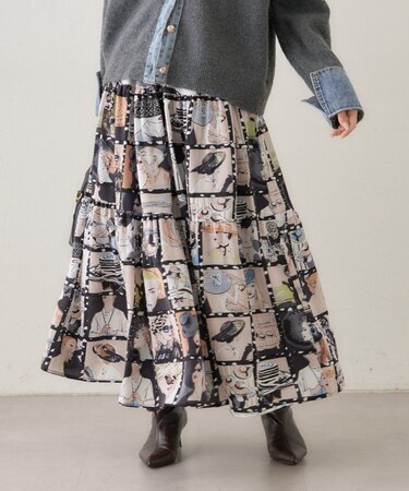 【WEB限定】【NAO】アート柄フレアースカート