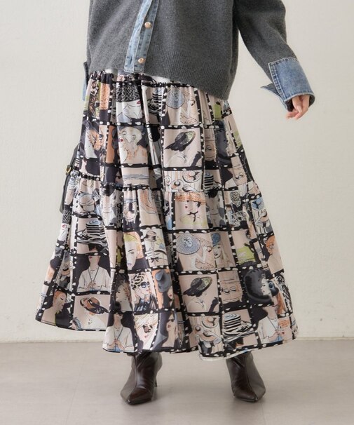 【WEB限定】【NAO】アート柄フレアースカート