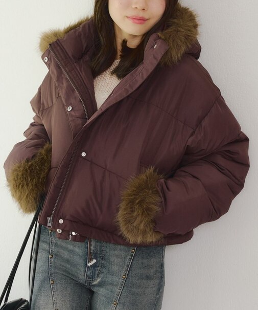 フェイクファー付ZIPエコダウン