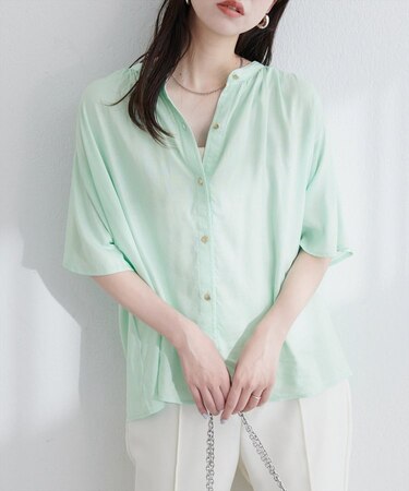 【natural couture】麻混フレア袖ブラウス