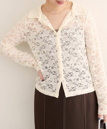 【natural couture】衿付きレースカーデ