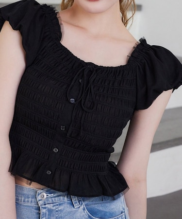 【one after another】シャーリングブラウス