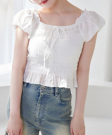 【one after another】シャーリングブラウス