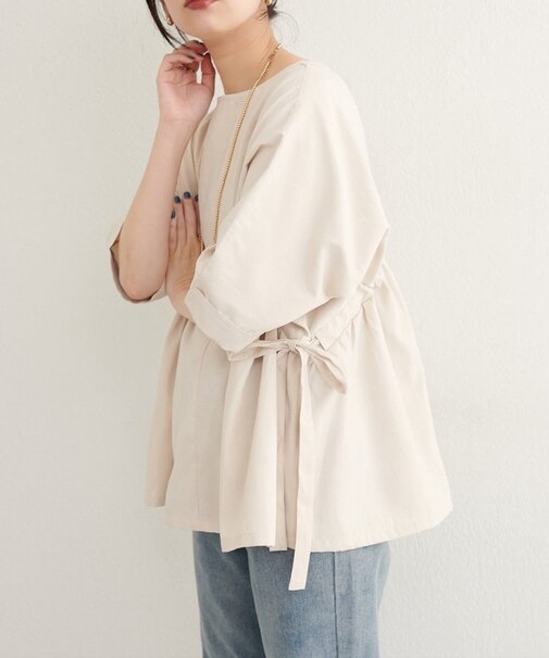 【natural couture】サイドドロスト7部袖ブラウス