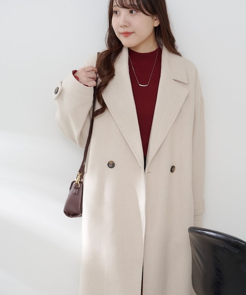 ウールライク2WAYダブルチェスターコート epnok チェスターコート コート ウールライク2WAYダブルチェスター