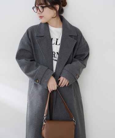 ウールライクダブルチェスターコート