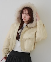 スタイル盛れる最強アウター【RMAF】フードファーリボンブルゾン