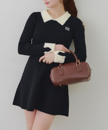 【RMAF】フェザー衿リブニットワンピース