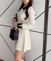 【RMAF】フェザー衿リブニットワンピース