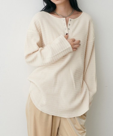 【LARUTA】長袖ワッフルカットソーTee