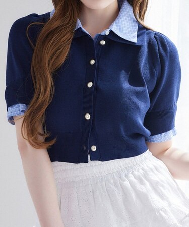 【one after another】【リバイバル】今期トレンド/重ね襟半袖ニッ