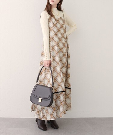 【natural couture】ベロア切り替えキャミワンピース