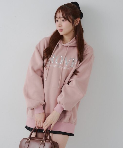 キラキラロゴ裏起毛BIGパーカー