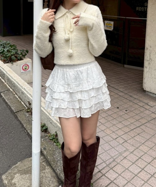 【HolidayCollection】フェザーポロニット