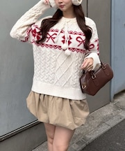 【HolidayCollection】カウチン風ニットプルオーバー