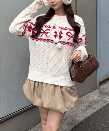 【HolidayCollection】カウチン風ニットプルオーバー