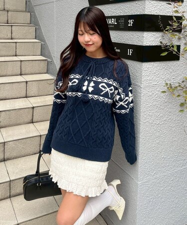 【HolidayCollection】カウチン風ニットプルオーバー