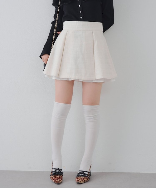 セットアップ対応】ツイード裾チラリミニスカート｜ナイスクラップ