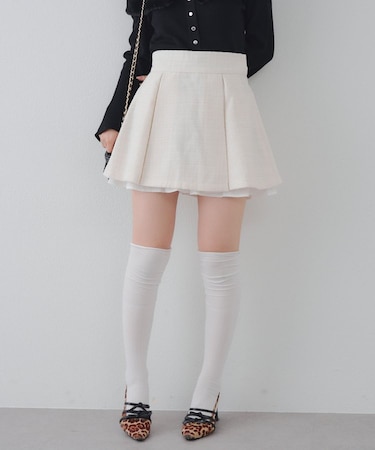 【セットアップ対応】ツイード裾チラリミニスカート