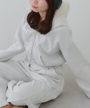 【SETUP対応アイテム】ラメロゴ裏起毛ファーパーカー