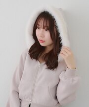 【SETUP対応アイテム】ラメロゴ裏起毛ファーパーカー