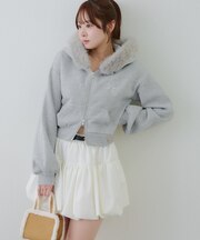 【SETUP対応アイテム】ラメロゴ裏起毛ファーパーカー