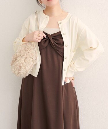 【natural couture】ぷっくり金釦ポケ付きカーデ