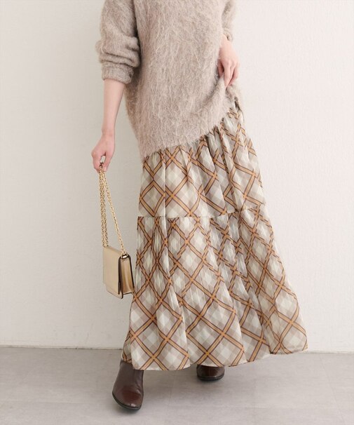 【natural couture】プリーツ切換スカート