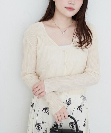 【EVERY VERY NICECLAUP】針抜きリブVネックシアーカーディガン