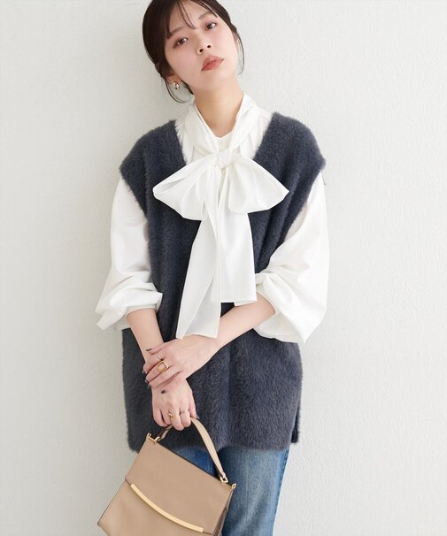 【natural couture】フェザーヤーンニットベスト