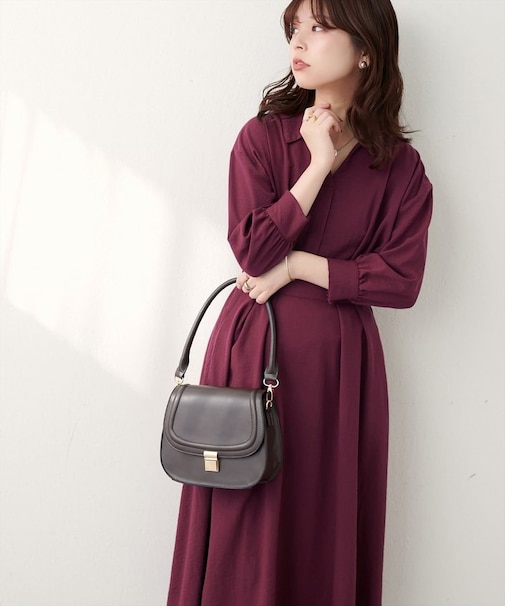 【Every very】スキッパー衿7部袖ワンピース