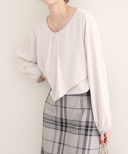 【Every very】アシメパイピングボウタイブラウス