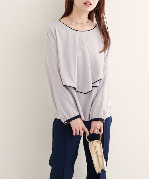 【Every very】アシメパイピングボウタイブラウス