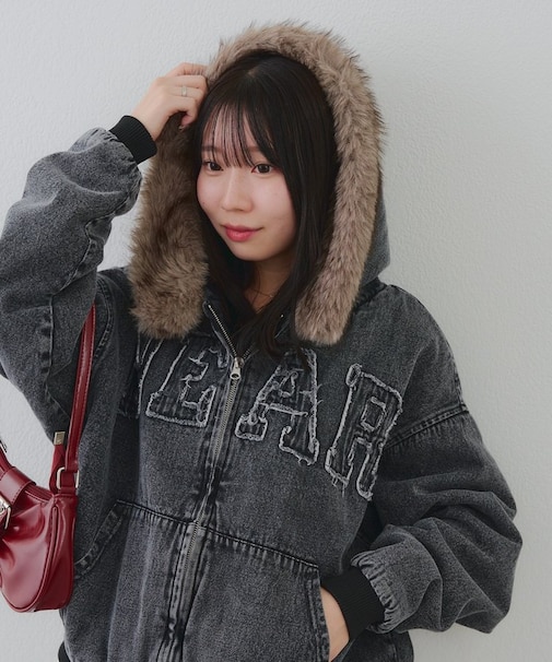 【RMAF】丈違いファー付フードブルゾン