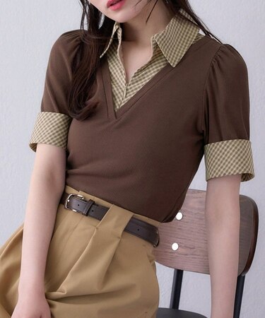 【one after another】レイヤードチェックトップス