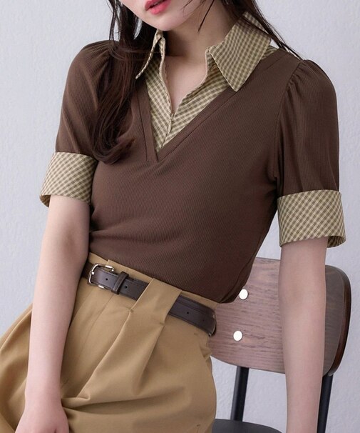 【one after another】レイヤードチェックトップス