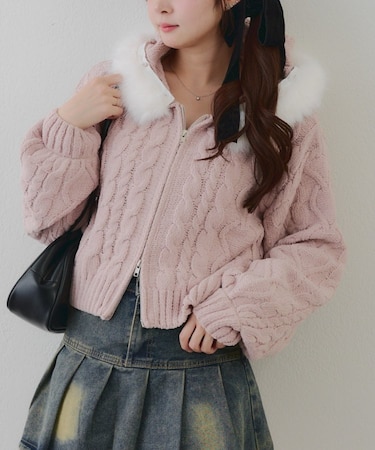 \マシュマロタッチ/ケーブルファーパーカー