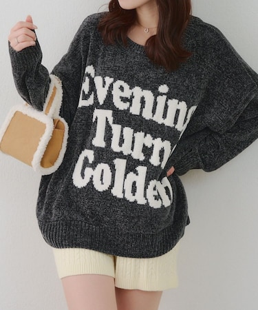 もこもこ愛されニット【RMAF】ベロアモールロゴニットプルオーバー